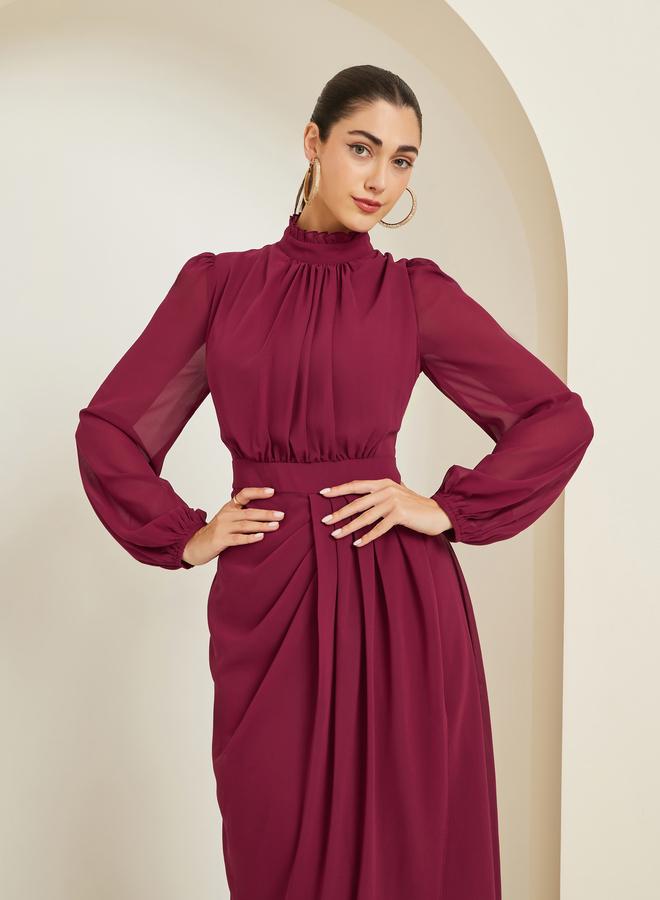 Styli Red Long Sleeves Wrap Maxi Dress - Image 1